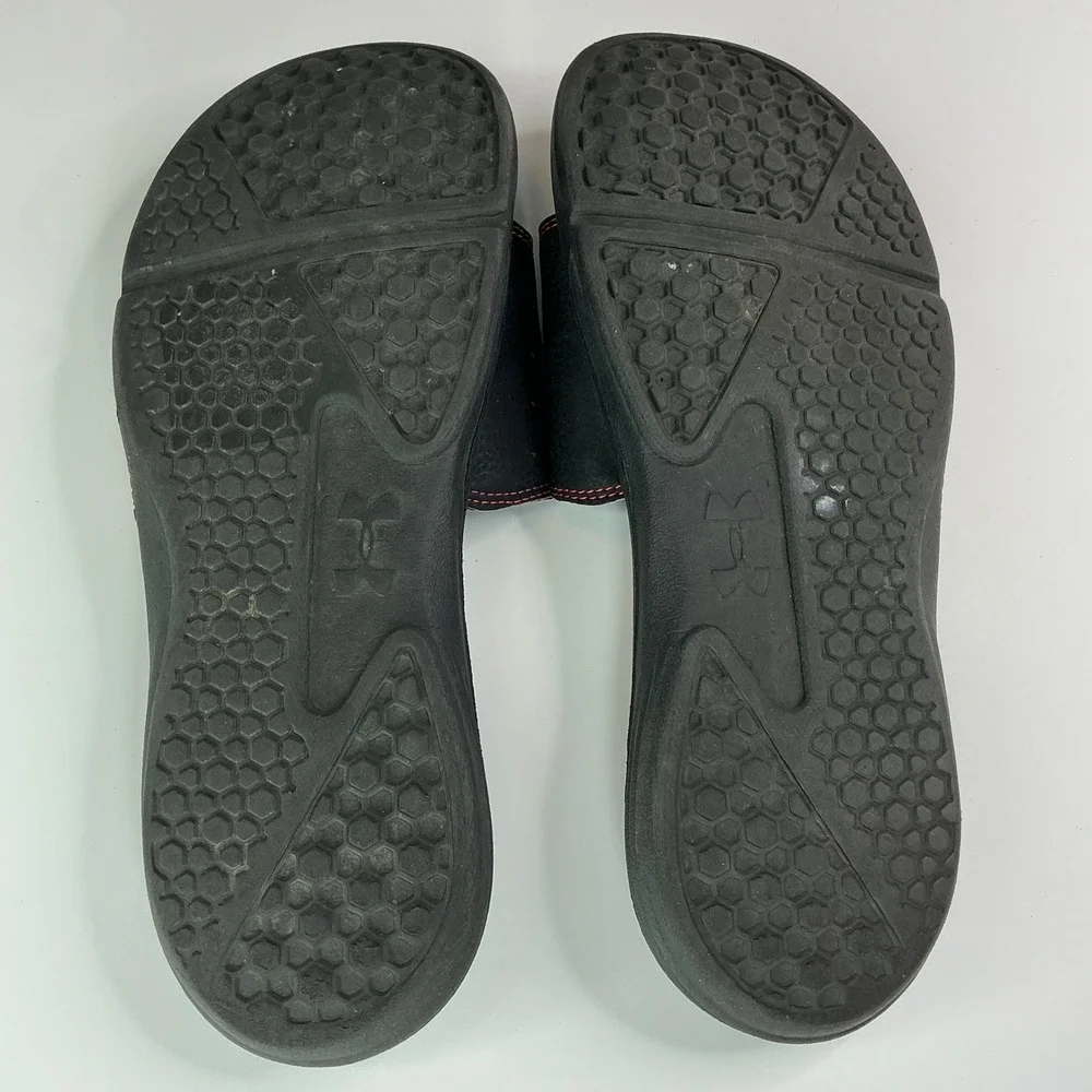 Under Armour Black Red Ignite Slides Mens 10 Adjustable 4D Foam 1235584-004